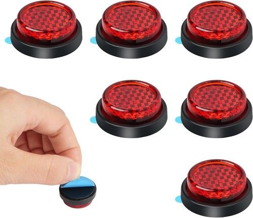 6Pcs Round Motorcycle Reflectors, Stick-on Safety Reflectors, 24mm Mini License