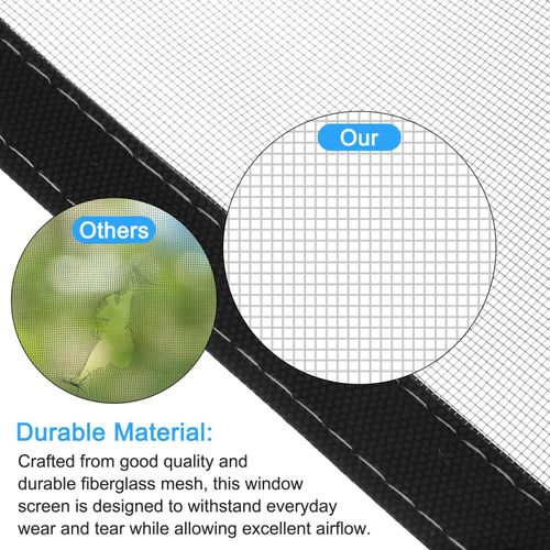 Window Screen Mesh, 24" x 55" Fiberglass Net Mesh Grey Frame Hook and Loop — image 3