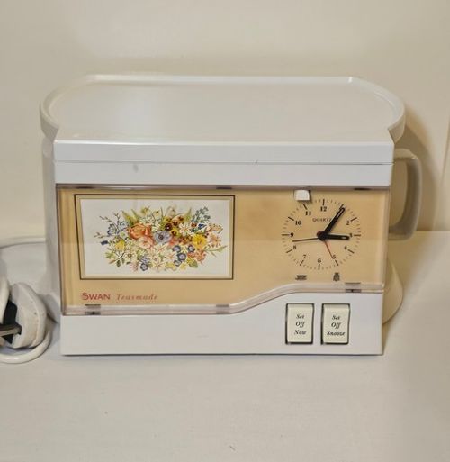 Swan Teasmade White Alarm Clock Tea Maker Retro Vintage 1970s