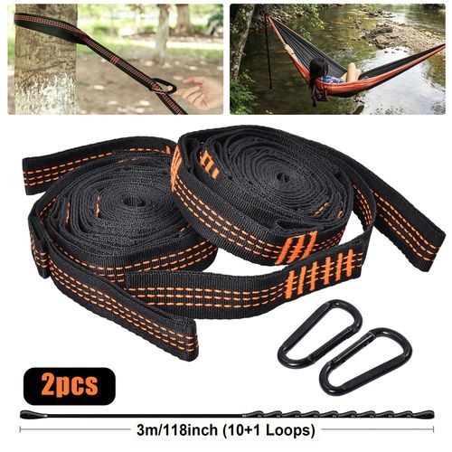 2PCS Heavy -Duty Hammock Straps Adjustable Tree Hanging Belt Outdoor Suspension — image 4
