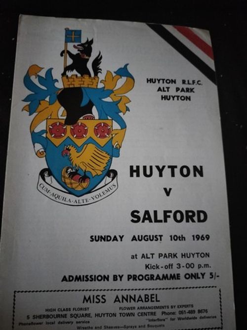 HUYTON V SALFORD 1ST MATCH AT ALT PARK 10TH AUGUST 1969