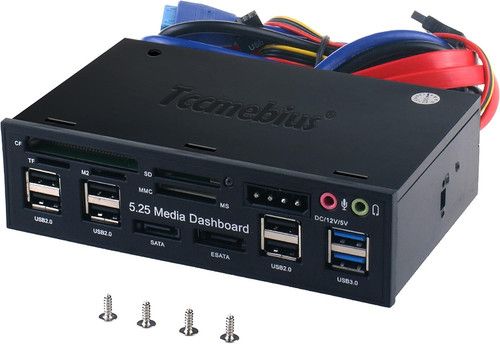 TCC-QL5E 5.25 Inch PC Multifunction Dashboard Media Front Panel, with SATA E-Sat