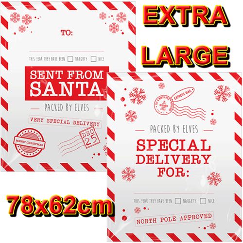 🎅2x Extra Large Christmas Santa Sacks Xmas Gift Bag Present Plastic Stocking UK — image 1