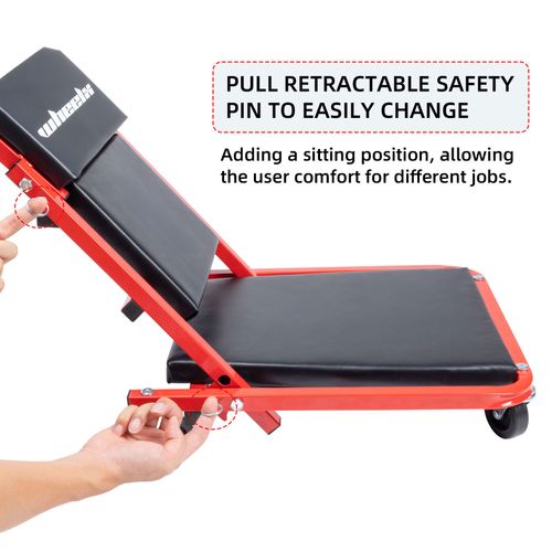 Mechanics Creeper 3 In 1 Trolley Stool Workshop Padded Seat Car Workshop Garage — image 6