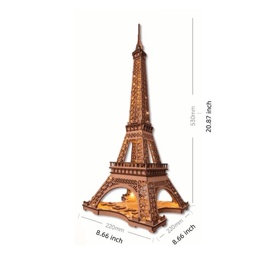 Rolife 4 lighting modes 3D Wooden Puzzle Eiffel Tower's Night DIY Model Toy — image 4