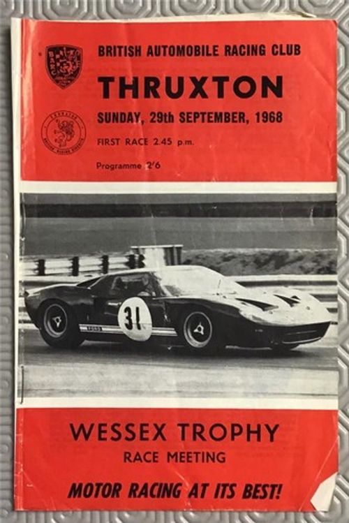 THRUXTON 29 Sep 1968 Wessex Trophy Race Meeting Official Programme