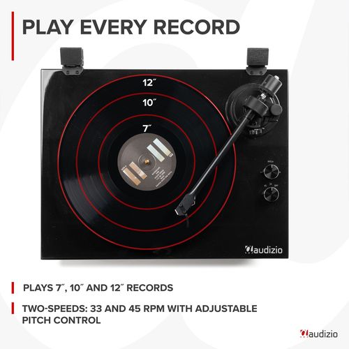 Premium Vinyl Record Player Turntable with Bluetooth In Out Piano Black - Toledo — image 6