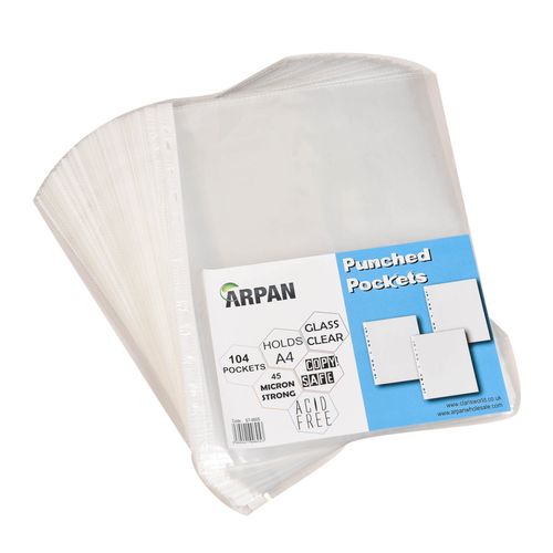 104 A4 CLEAR STRONG PUNCHED POCKETS SLEEVES-PLASTIC WALLETS FILING FOLDER — image 3