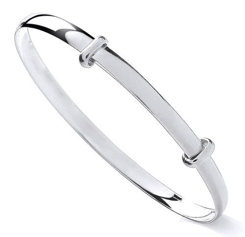 Sterling Silver Expanding Baby Bangle - New Born - PLAIN -  NEW - Gift Boxed
