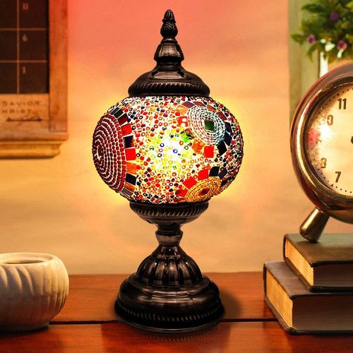 Turkish Moroccan Lamp Tiffany Glass Desk Table Lamp Bedside Night Light UK