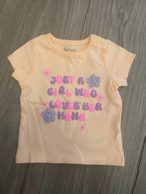 Nutmeg Girls T-Shirt Bundle 0-3 Months Cotton Ruffle Snap Pink Peach White — image 5