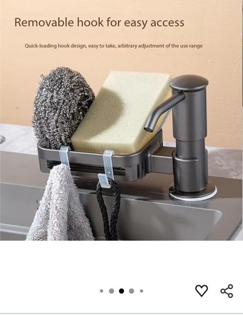 Maizoon Built-In ABS Kitchen Sink Soap Dispenser, Sponge Rack, Hook, Tube — image 5