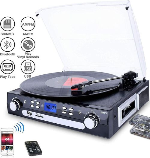 Bluetooth Record Player with Stereo Speakers Turntable for Vinyl to MP3 — image 2