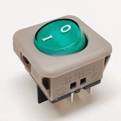 2PCS FOR PRONIC R2 Rocker Switch 15A 4 Feet Round Green Light Switch R21-22C-36