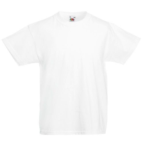 Kids  Plain T-Shirt Fruit Of The Loom Original Cotton Top Boys Girls Tee 3-15