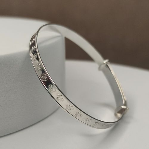 925 Sterling Silver Teddy Bear Baby Bangle - Expanding Bangle, Babies, Toddlers — image 1