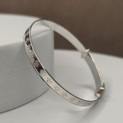 925 Sterling Silver Teddy Bear Baby Bangle - Expanding Bangle, Babies, Toddlers