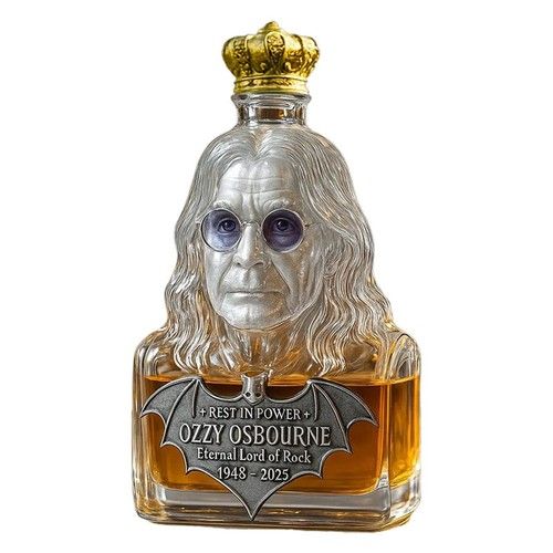 Ozzy Osbourne Whiskey Bottle Decanter - Glass Crown Bottle, Collectors Gift UK