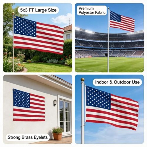 USA American National Flag 5X3FT Independence Day Football World Cup Fan Support — image 10