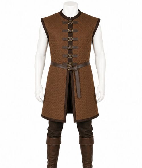 Medieval Viking Quilted Gambeson Vest Brown Padded LARP Reenactment Armor Tunic