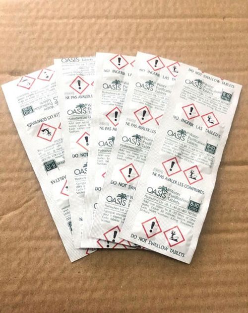 OASIS WATER PURIFICATION TABLETS 67mg (10 strips / 100 tablets) LONG EXPIRY DATE