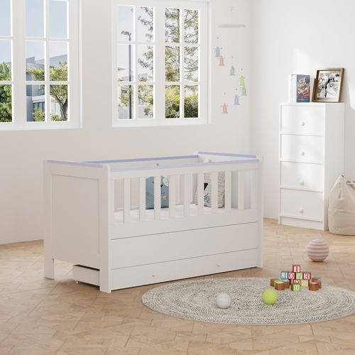 3-in-1 Convertible Cot Bed White Baby Nursery Crib Toddler Bed 140x66cm Mattress — image 10
