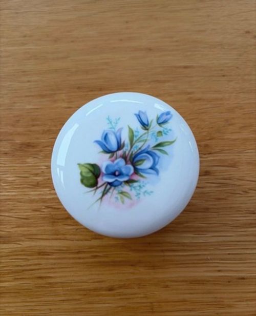 Vintage Peter Gosling Trinket Box Blue Floral