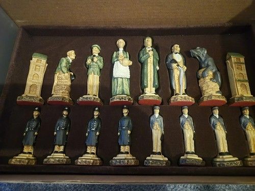 Studio Anne Charlton Sherlock Holmes Chess Set. Handcrafted