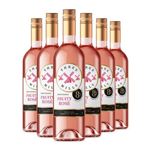 Three Mills 8% Premium Reserve British Made Fruity Rosé Wine | 6 x 75cl Bottle
