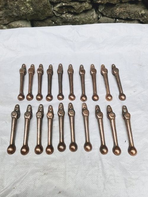 Original Set Of Antique - Cast Iron - Bronze Coated Stair Runner Clips x 20 .