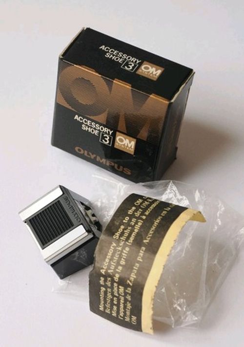 Genuine NOS OLYMPUS OM Accessory Shoe 3 + Cover & Original Box - Working 