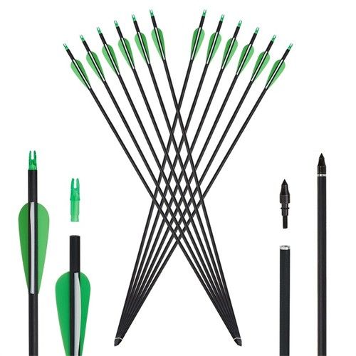 12/24x Archery 30" Carbon Arrows SP500 for Compound Recurve Bow Hunting Shooting