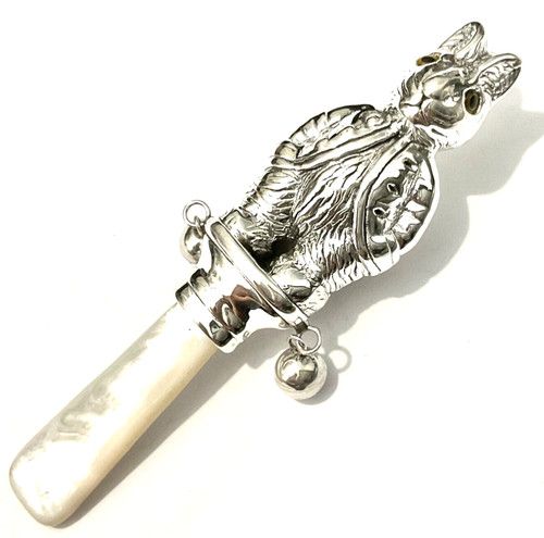 Sterling Silver Beatrix Potter Peter Rabbit Rattle Christening Baby Shower Gift 