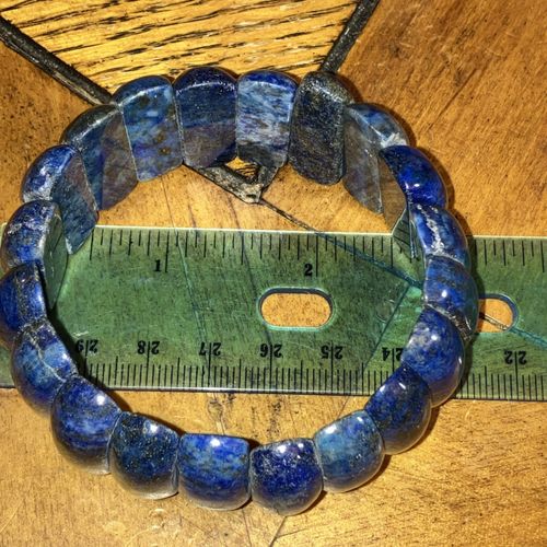 Lapis Lazuli Beaded Stretch Bracelet 1” Blue Gemstones Sz7-8 — image 11
