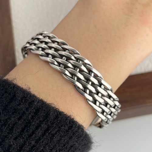 Solid 925 Sterling Silver Mens Heavy Woven Torque Bangle Cuff Bracelet UK NEW — image 6