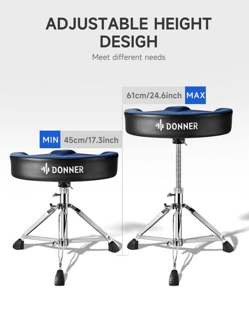 Donner Drum Stools Adjustable Drum Throne Padded Motorcycle Style Drum Chair — image 4