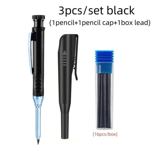 Deep Hole Solid Carpenter Pencil With 6 Refill Leads Construction Pencil Set UK