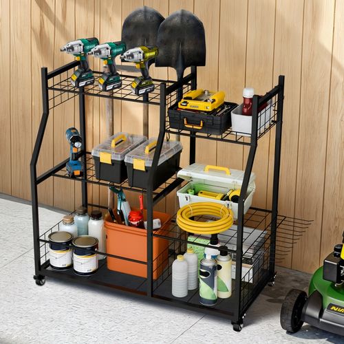 Garden Power Tools Organizer Cart Heavy Duty Freestanding Garage Storage Rack UK — image 14