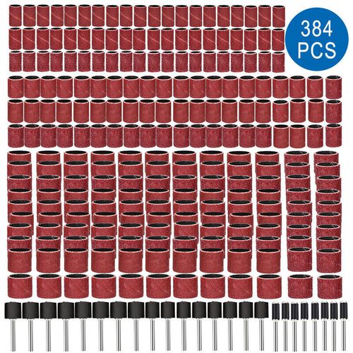 384PCS Drum Sanding Kit For Grit Nail Drill Bits Dremel Accessories Rotary Tools — image 5