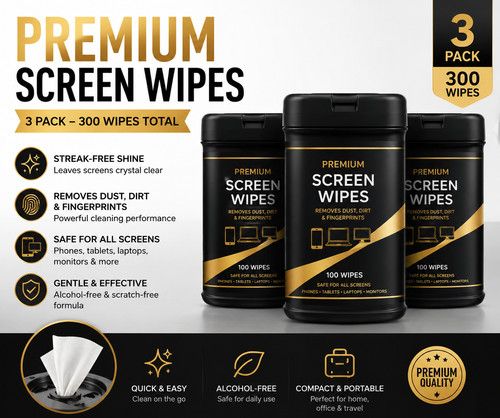 300 x SCREEN CLEANING WET WIPES Laptop LED TV Monitor Pad Tablet Phone Cleaner