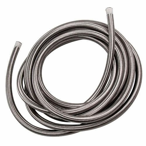 AN10 10AN Nylon Stainless Steel Braided Fuel Oil Gas Line Hose 10 Feet 3M Silver — image 1