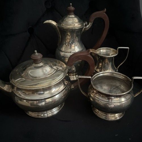 Regent Silver Plate 4 Piece Tea Set Garrard & Co London 1960s Art Deco Style Vtg