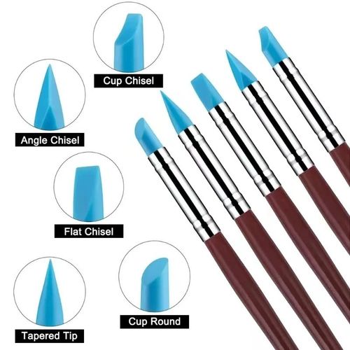 5Pcs Silicone Clay Sculpting Tools Set Pottery Ceramics DIY Nail Art Carving UK — image 5