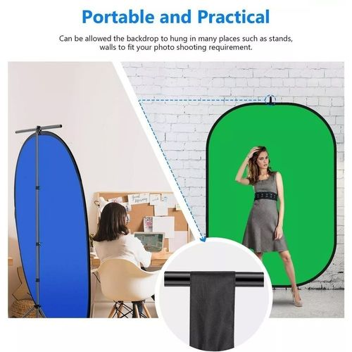 2in1 Green Blue Popup Backdrop Background Panel Screen Collapsible Clip Kit UK — image 6