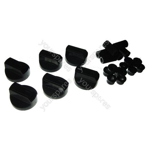 6 X Fully Universal Cooker Oven Hob Black Control Knobs & Adaptors - Fits All — image 2