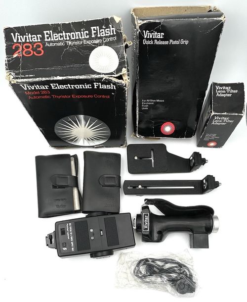 Vivitar 283 Blitz Set + Pistol Grip + Lenses & Filter Kit Boxed — image 2