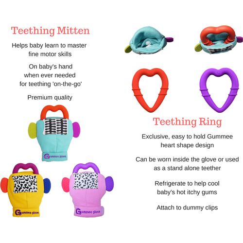 Gummee Glove Teething Mitten Turquoise 3-6 Month Teether Baby Hand Protection — image 6