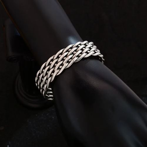 Solid 925 Sterling Silver Mens Heavy Woven Torque Bangle Cuff Bracelet UK NEW — image 3