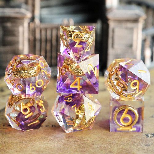 Lord of the Rings DND Dice Set 7Pcs D4 D6 D8 D10 D12 D20 D% Polyhedral Handmade