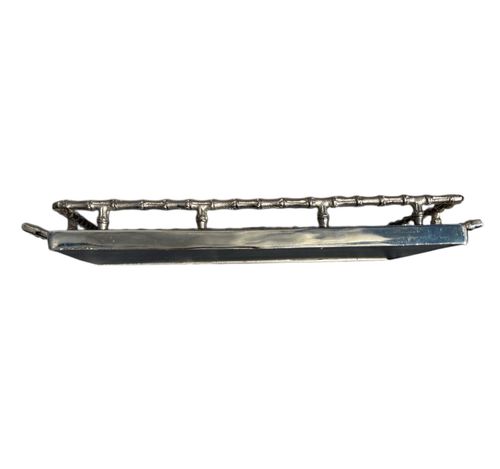 Mid-Century Mirrored Faux Bamboo Serving Table Silver Tone French Vintage 1960s — image 12